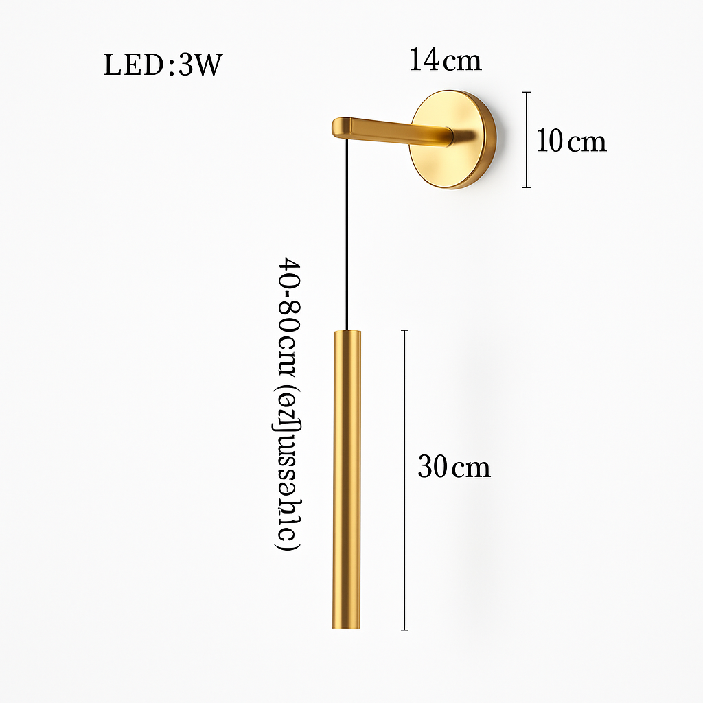 applique murale led de luxe en cuivre à hauteur réglable