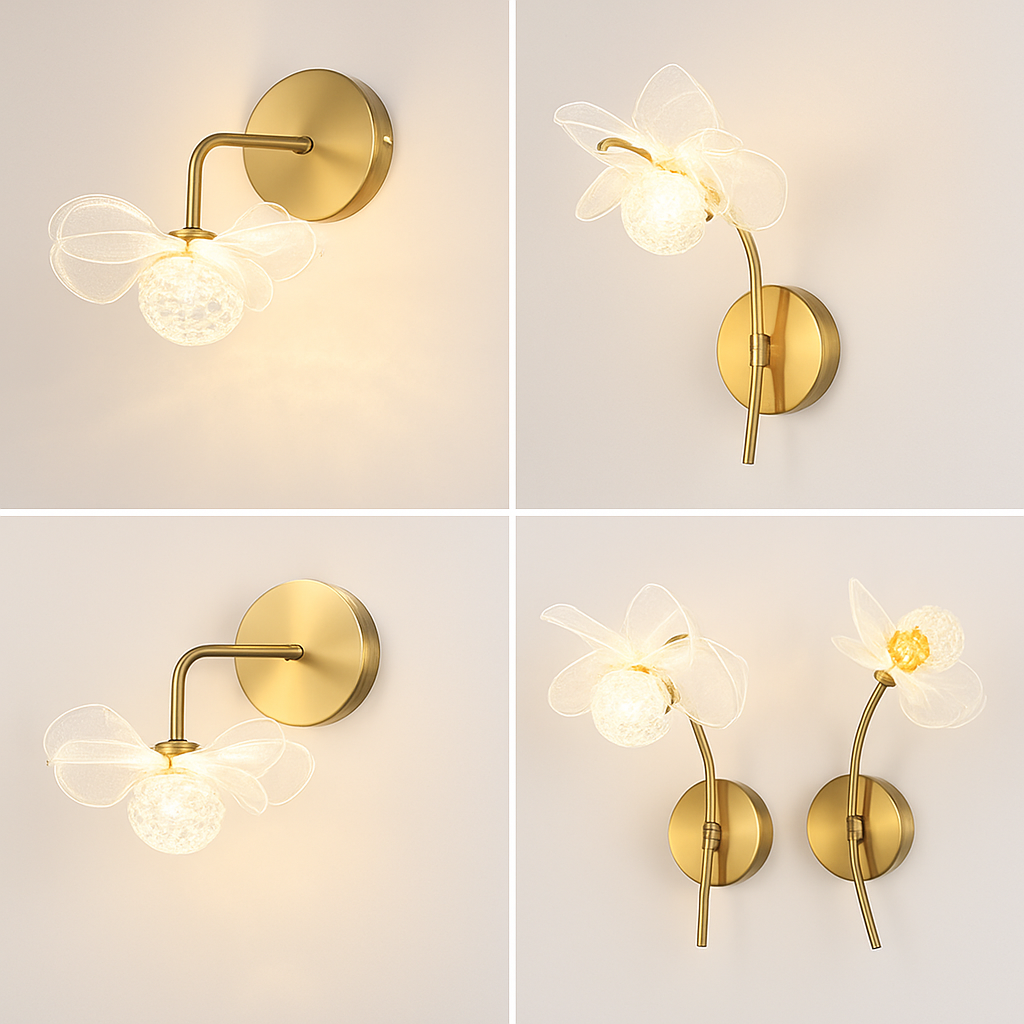 applique murale led de luxe en forme de fleur décorative