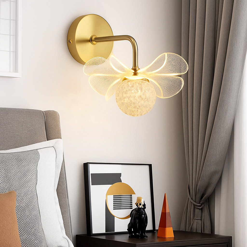 applique murale led de luxe en forme de fleur décorative