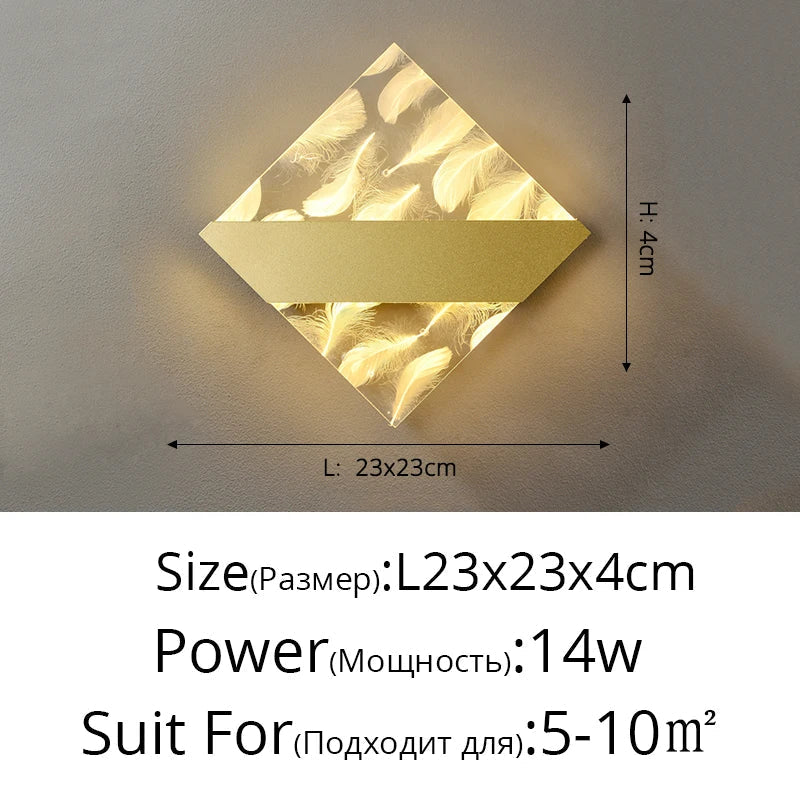 applique murale led de luxe en plumes minimaliste moderne
