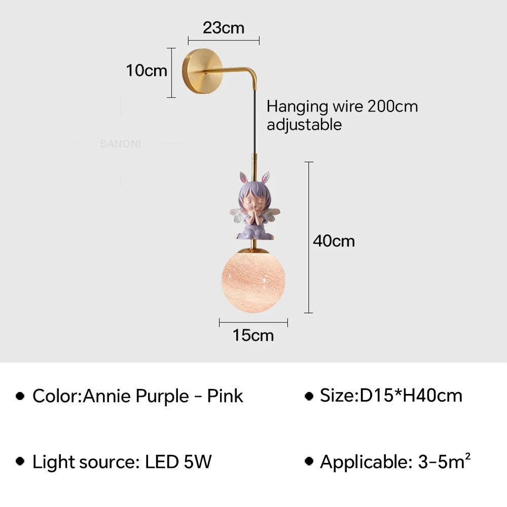 applique murale led design lune et planète pour décoration intérieure