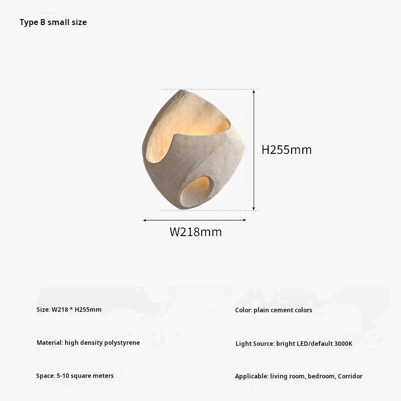 applique murale led design nordique wabi sabi en ciment