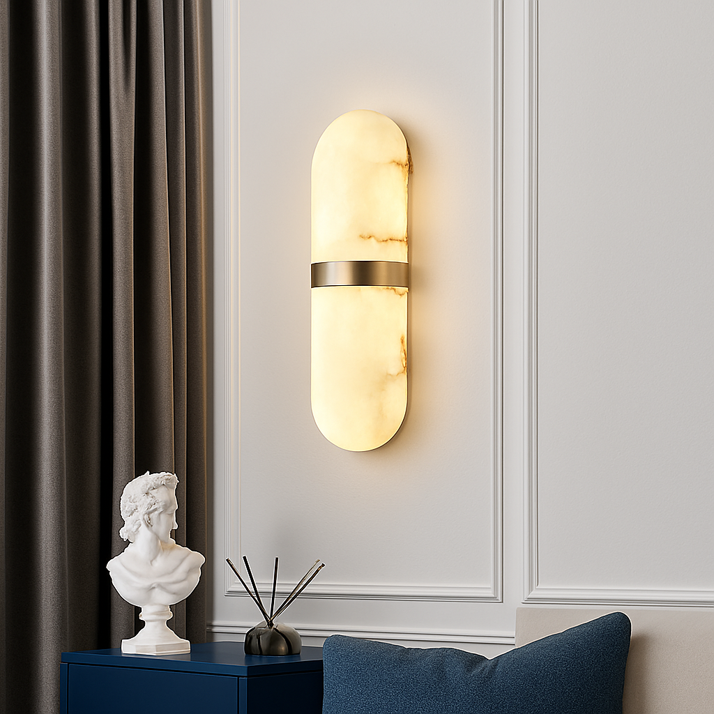 applique murale led elliptique imitation marbre style européen minimaliste