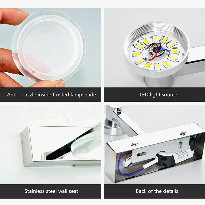 applique murale led en acrylique étanche antibuée pour miroir