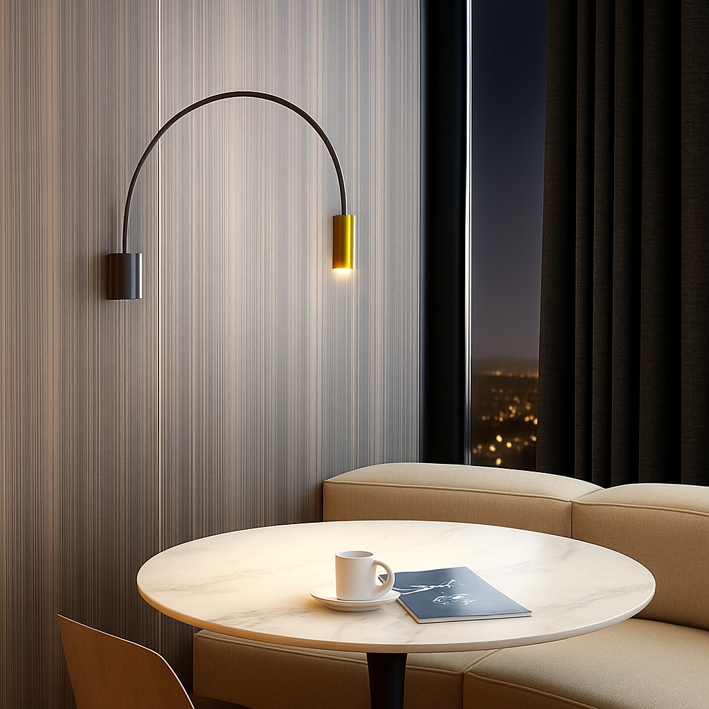 applique murale led en arc doré design moderne pour intérieur élégant