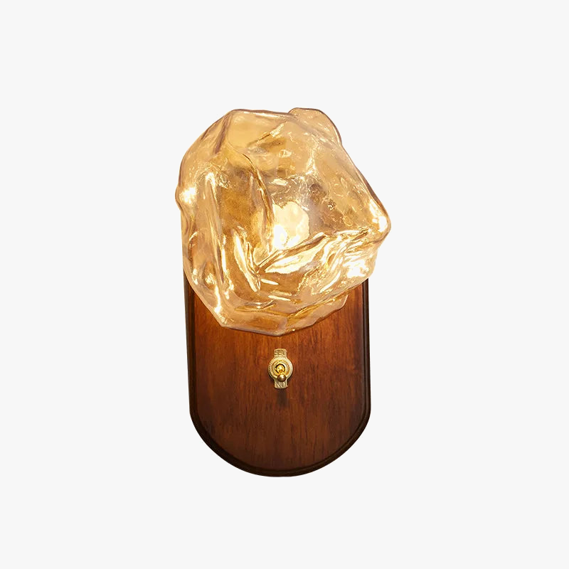 applique murale led en bois avec interrupteur et verre
