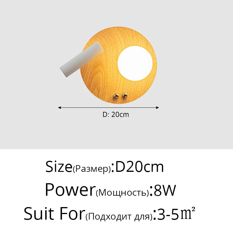 applique murale led en bois massif simple lampe décorative d'étude à haricots magiques