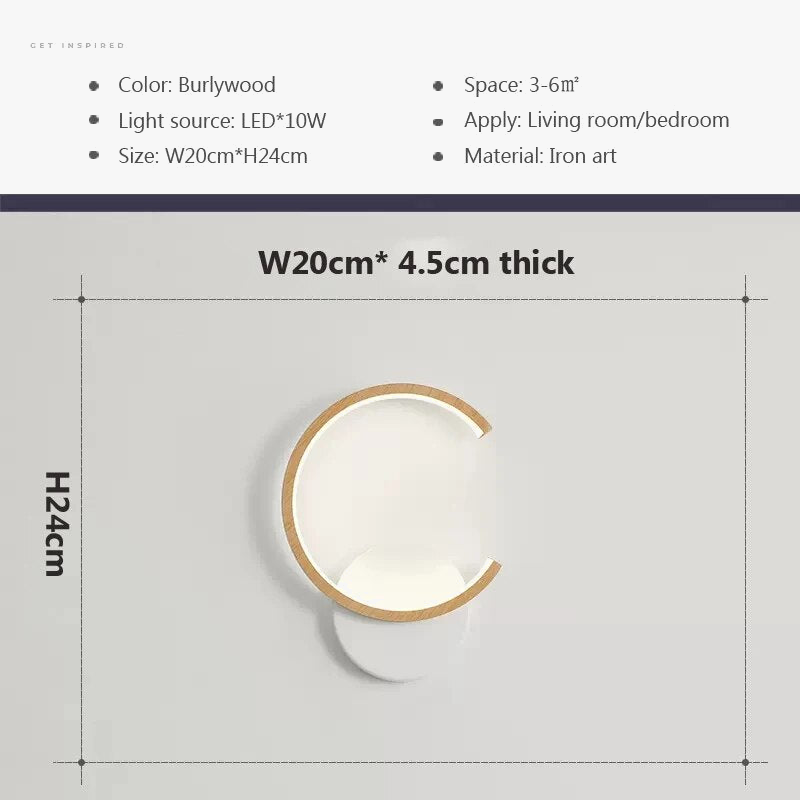 Applique murale LED en bois moderne
