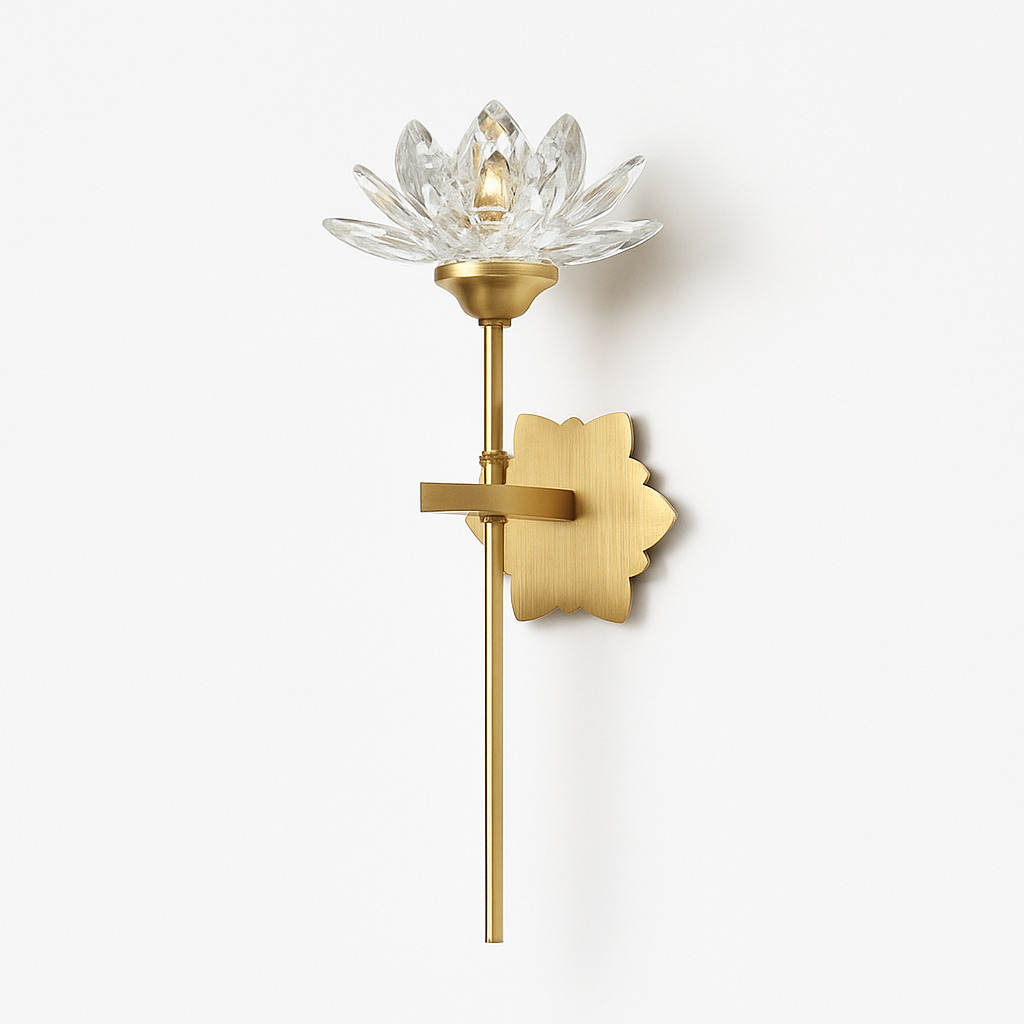 Applique murale LED en cristal de luxe en forme de lotus