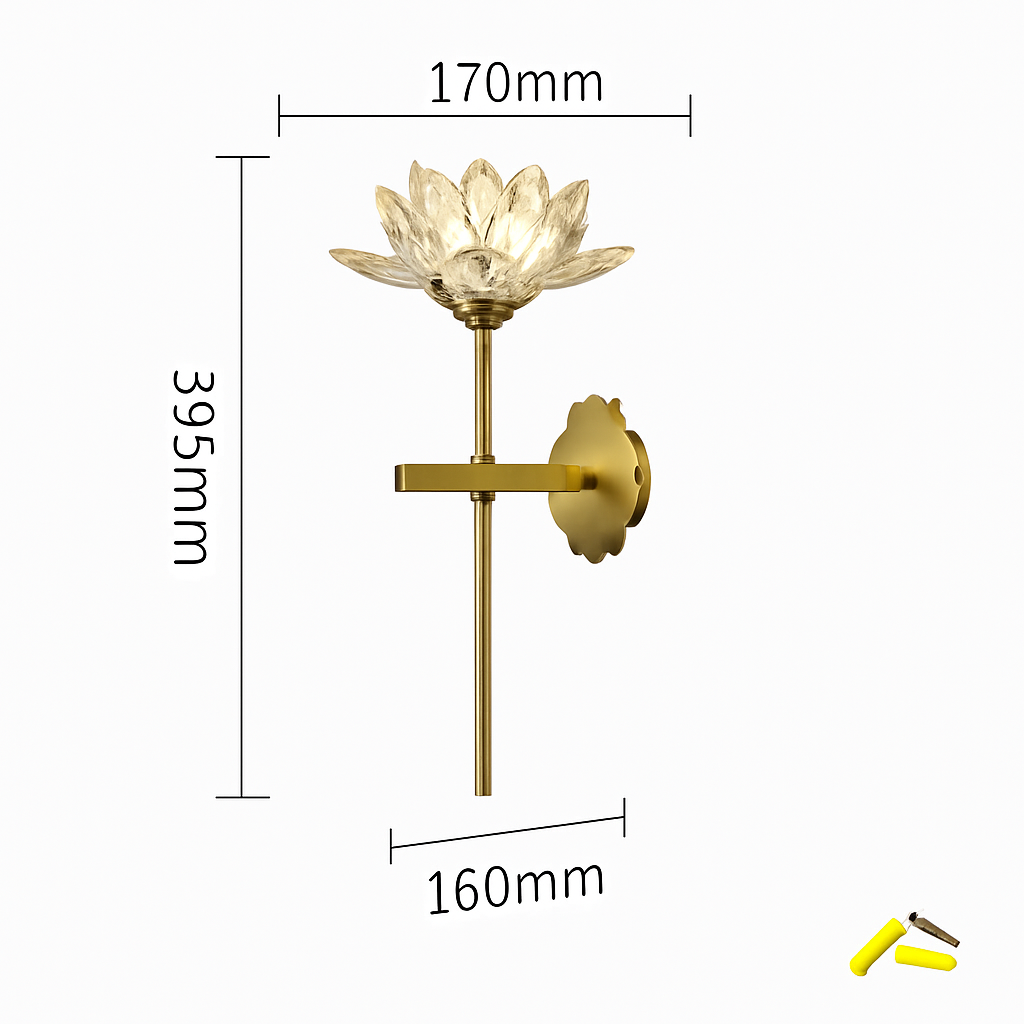 Applique murale LED en cristal de luxe en forme de lotus