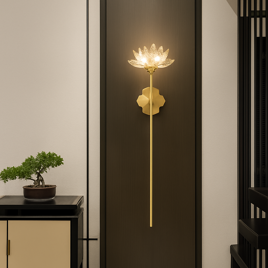 Applique murale LED en cristal de luxe en forme de lotus