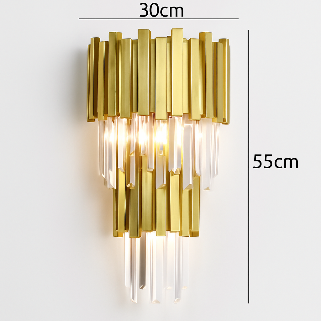 applique murale led en cristal doré design moderne pour décoration intérieure