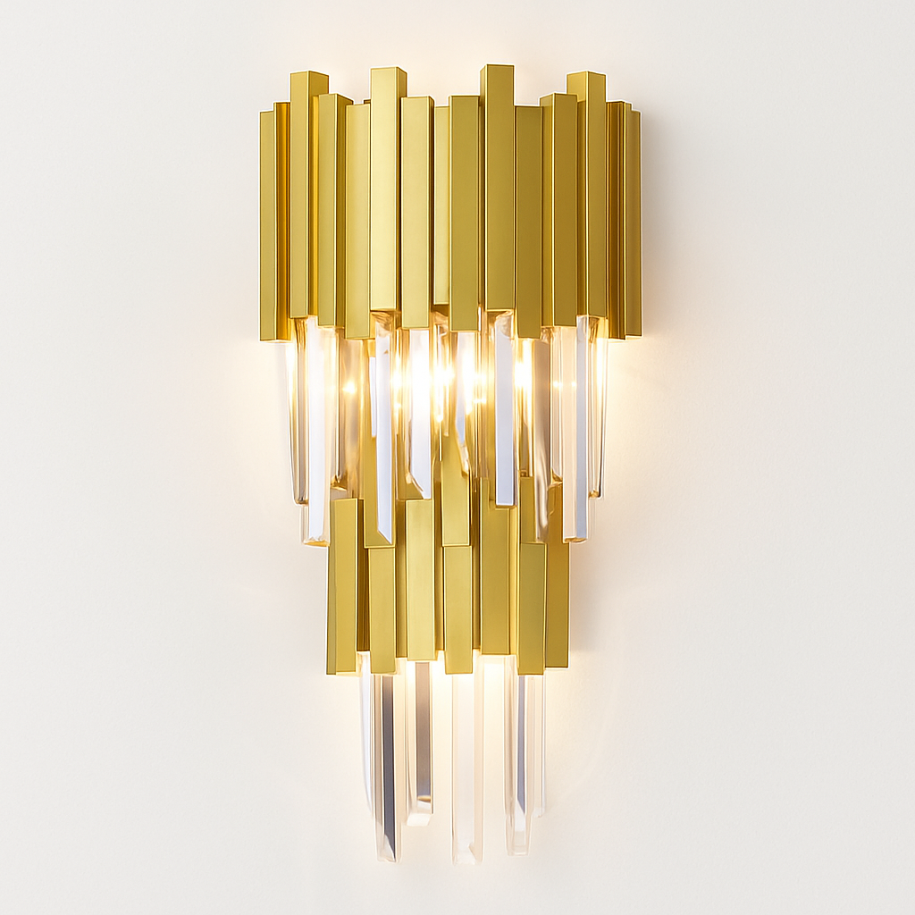 applique murale led en cristal doré design moderne pour décoration intérieure