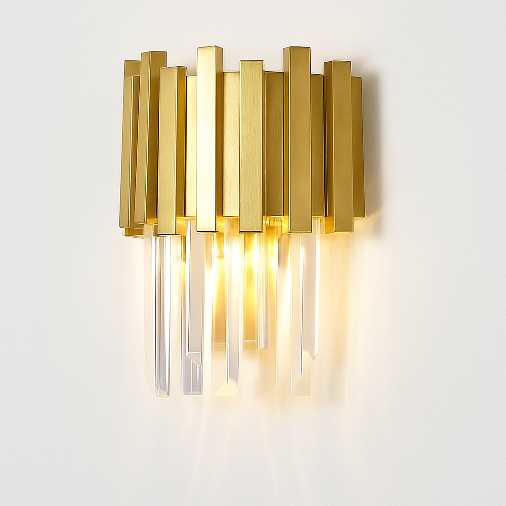 applique murale led en cristal doré design moderne pour décoration intérieure