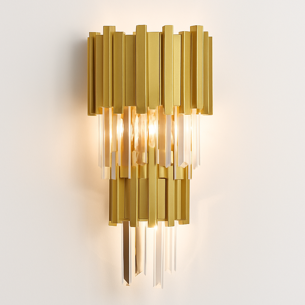 applique murale led en cristal doré design moderne pour décoration intérieure