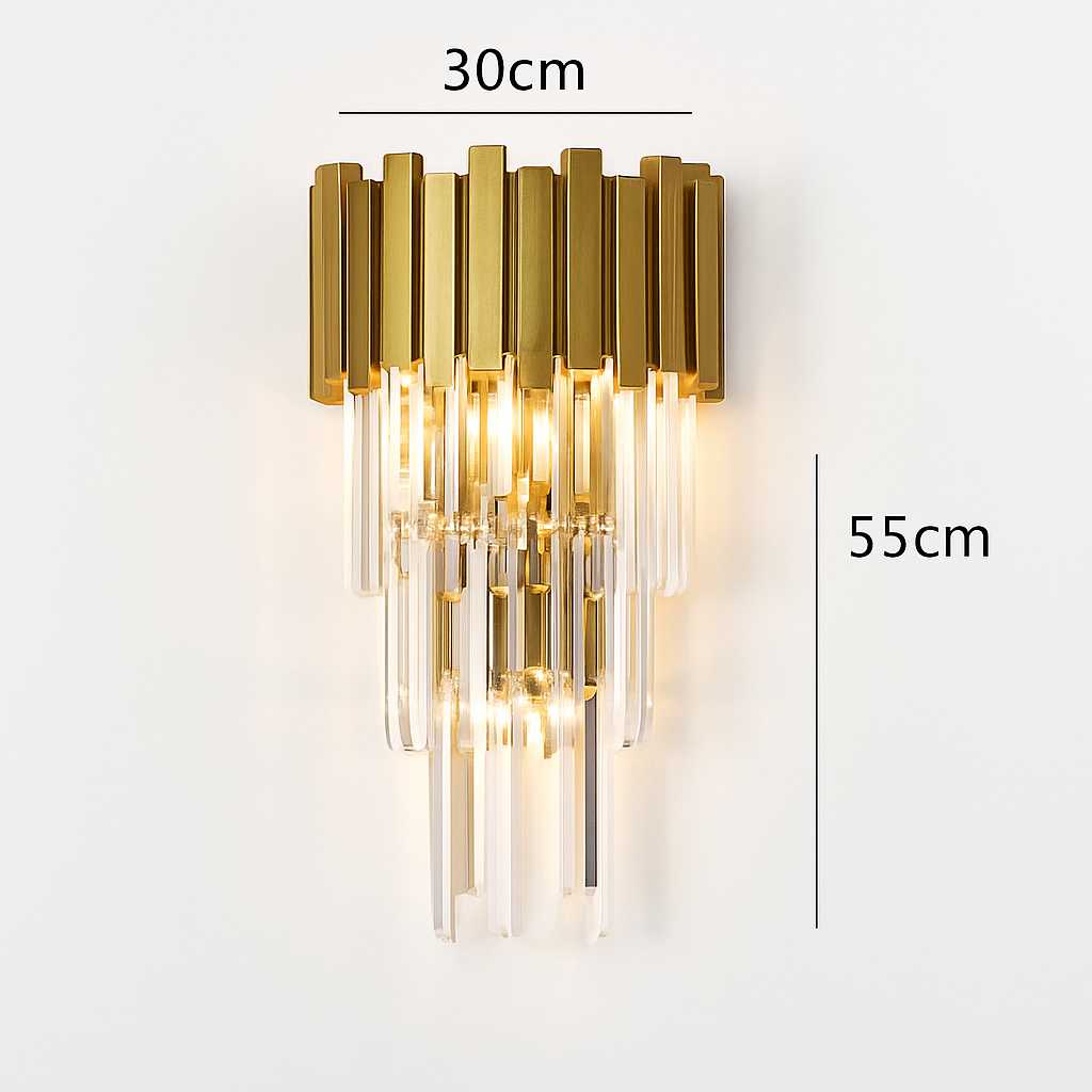 applique murale led en cristal doré design moderne pour décoration intérieure