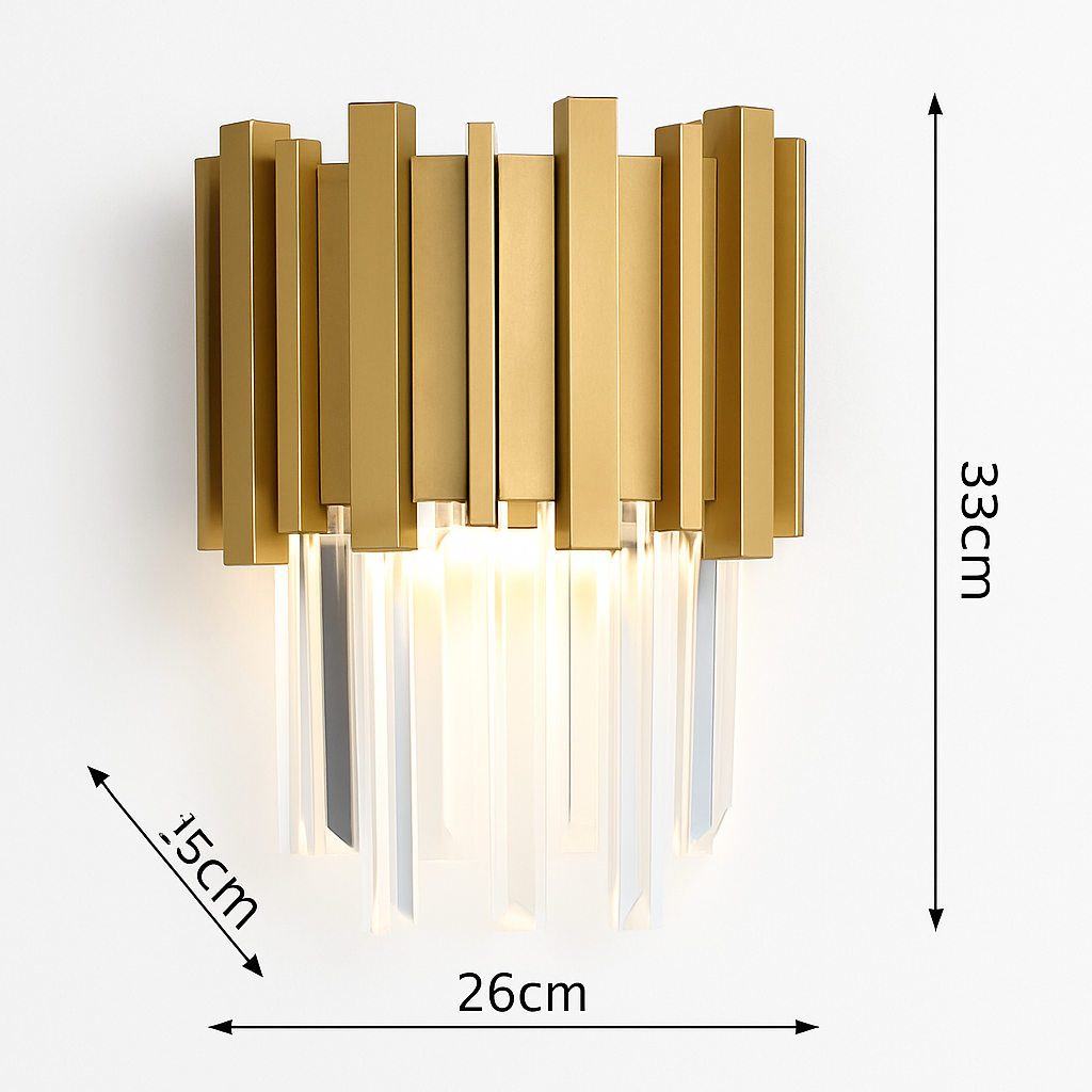 applique murale led en cristal doré design moderne pour décoration intérieure