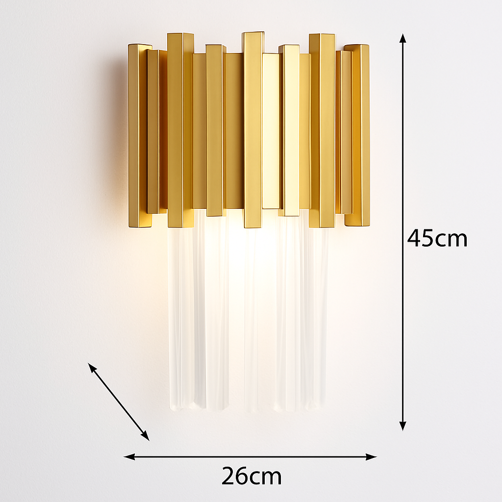 applique murale led en cristal doré design moderne pour décoration intérieure