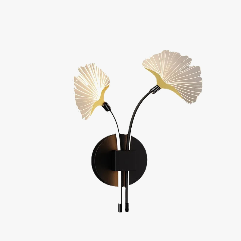 applique murale led en forme de feuille de ginkgo décorative