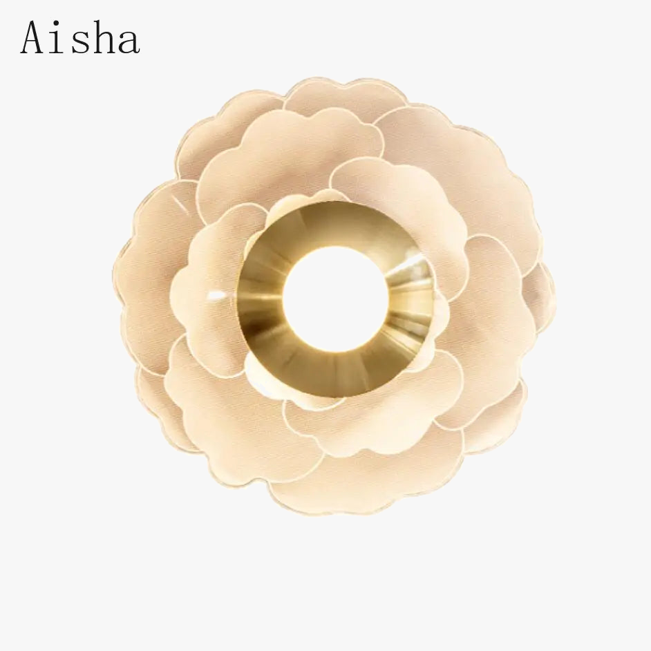 applique murale led en forme de fleur décorative en métal doré