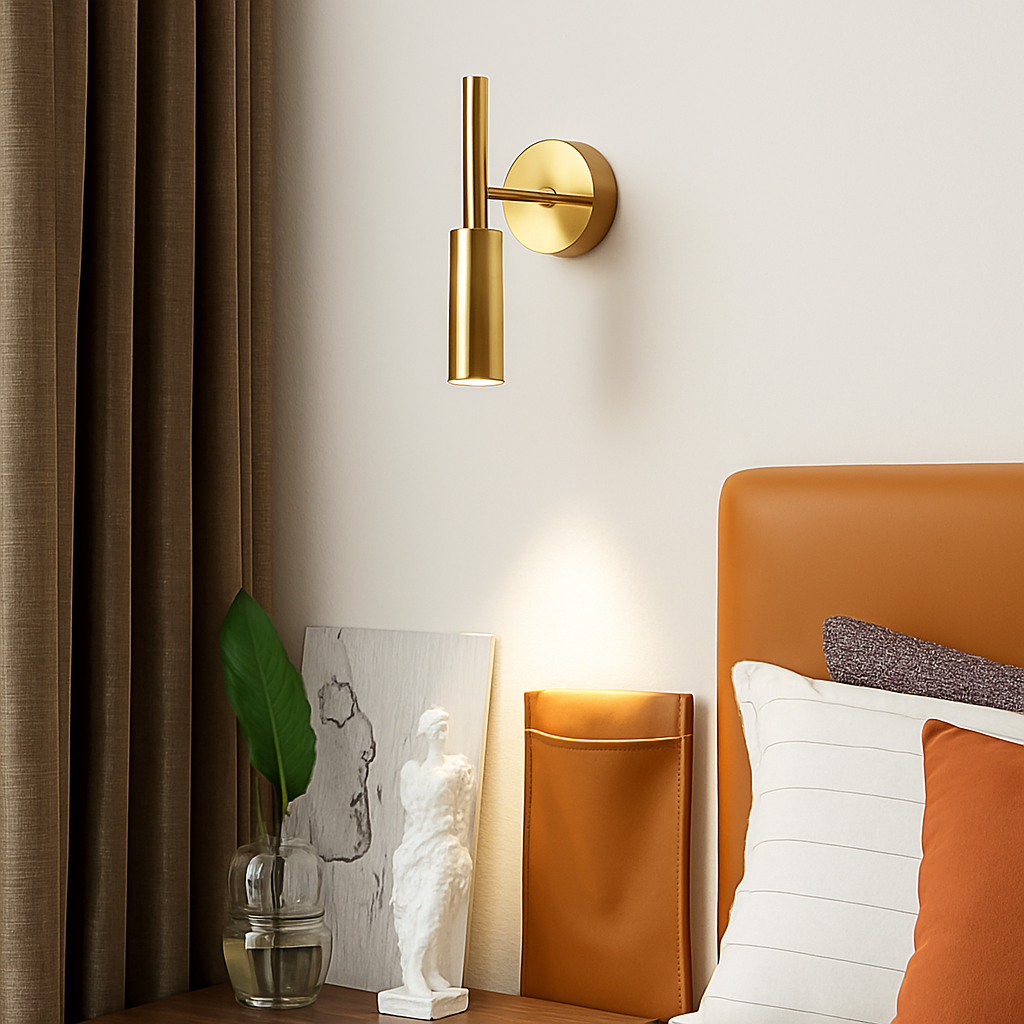 Applique murale led en laiton avec variateur rotatif pour lecture