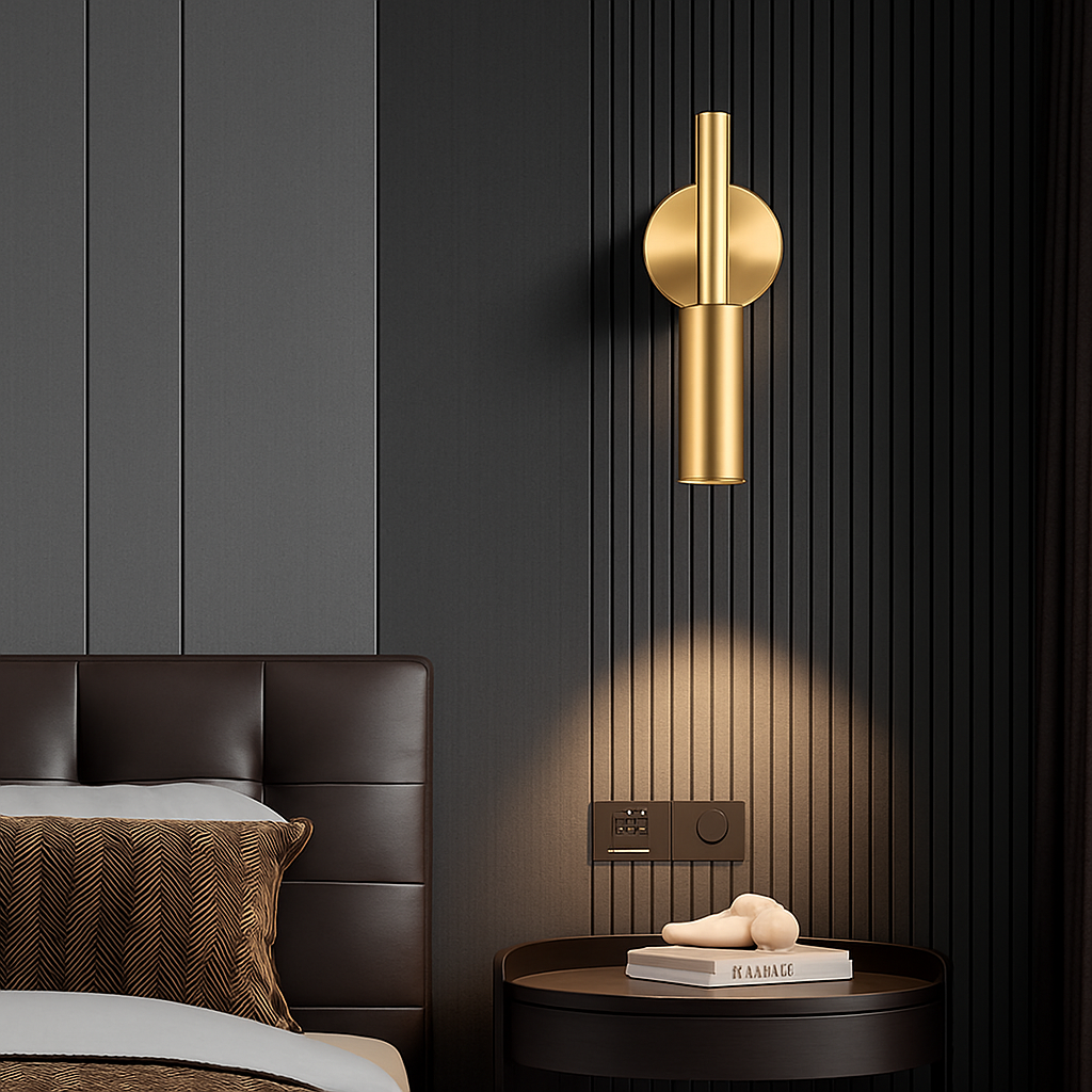 applique murale led en laiton rotative avec variateur de température