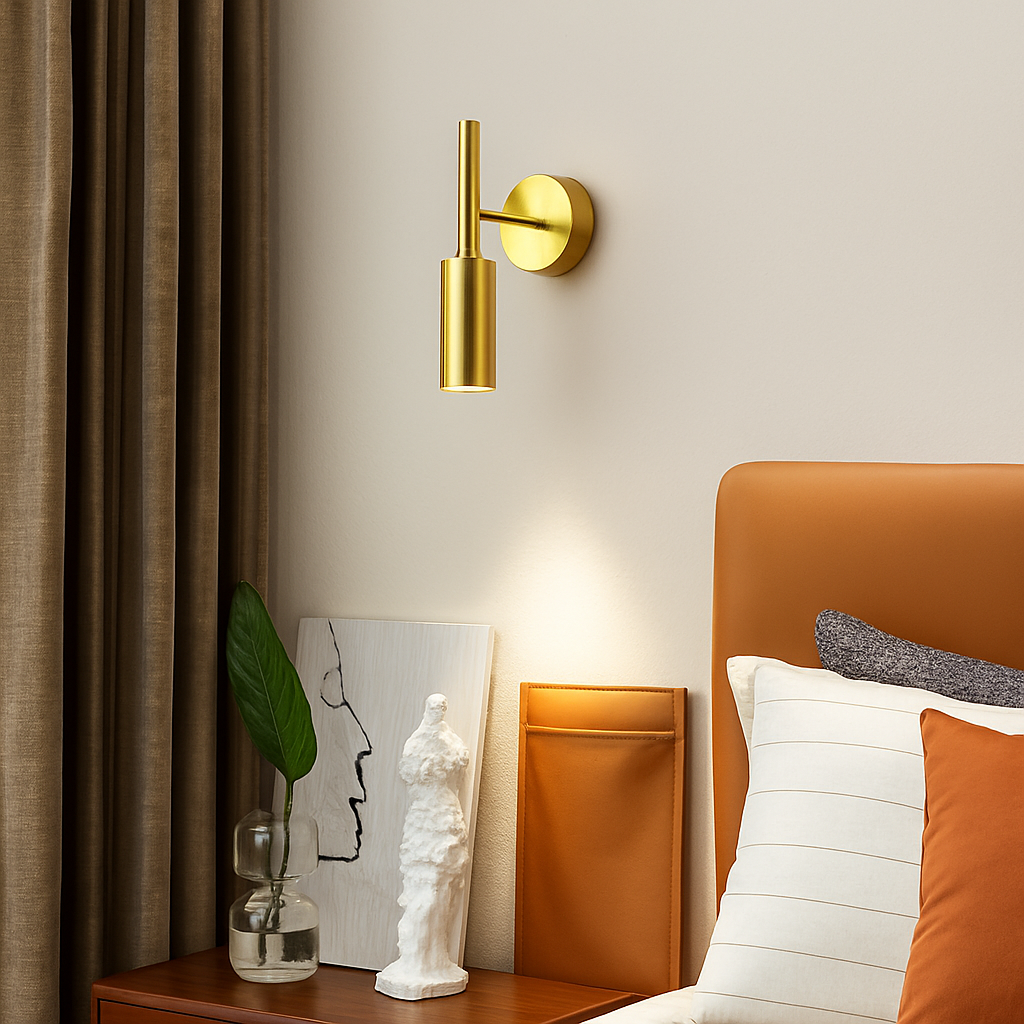 applique murale led en laiton rotative avec variateur de température