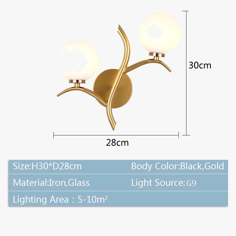 Applique murale led en métal nordique boule de verre dorée postmoderne loft café