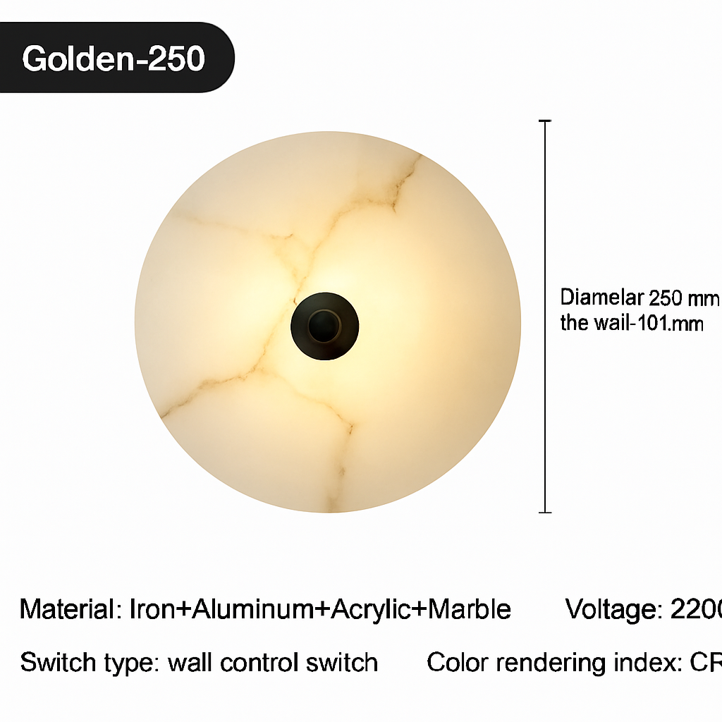 Applique murale LED en marbre naturel