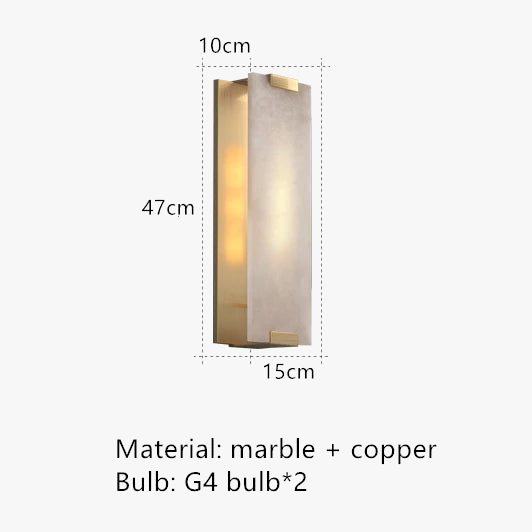 applique murale led en marbre naturel et cuivre pour intérieur