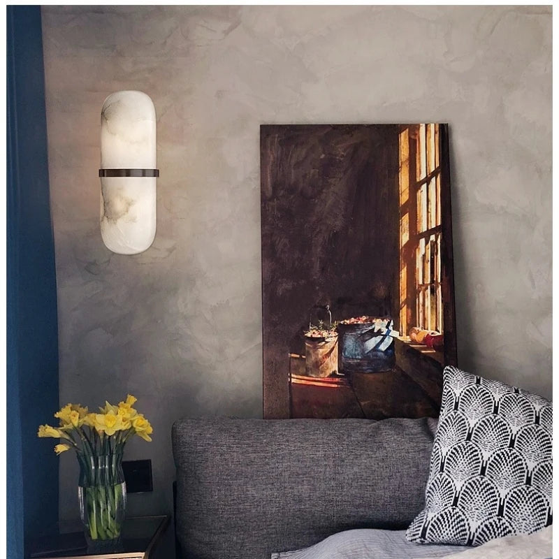 applique murale led en marbre naturel et laiton