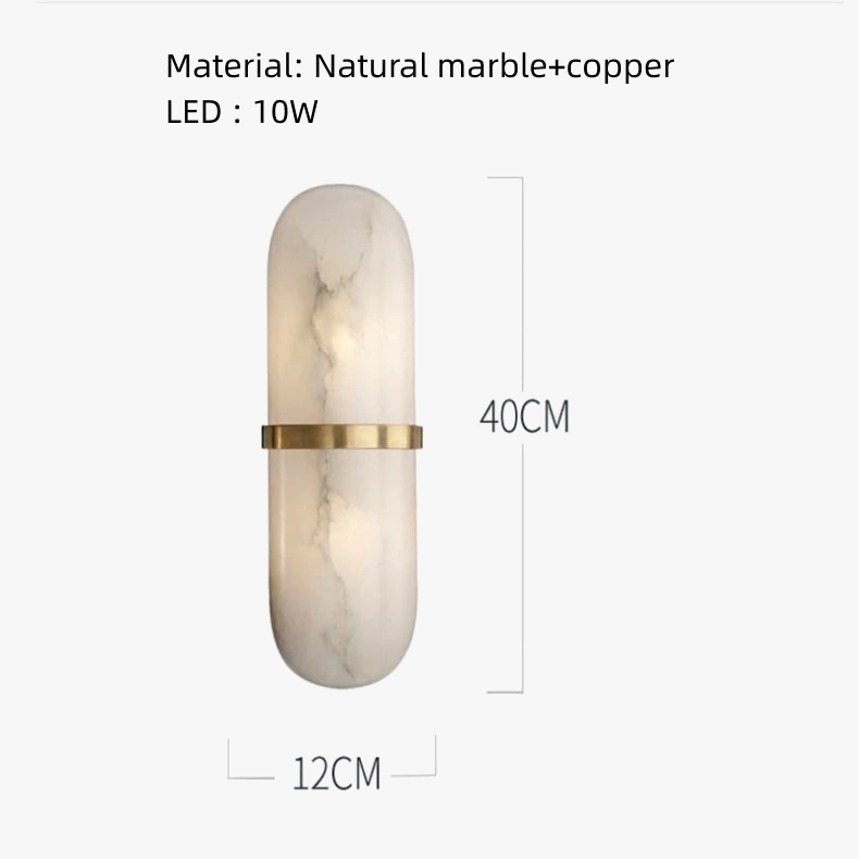 applique murale led en marbre naturel et laiton