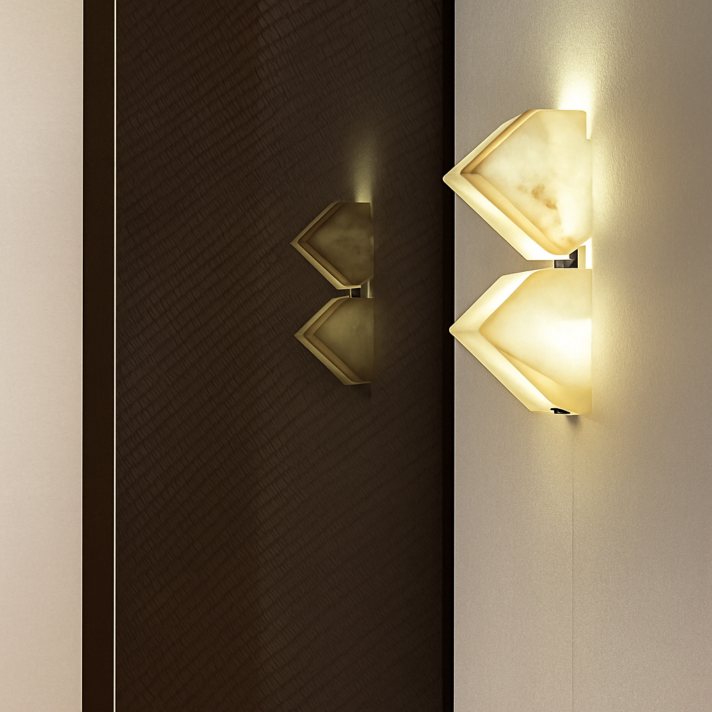 applique murale led en marbre naturel style artistique métal noir
