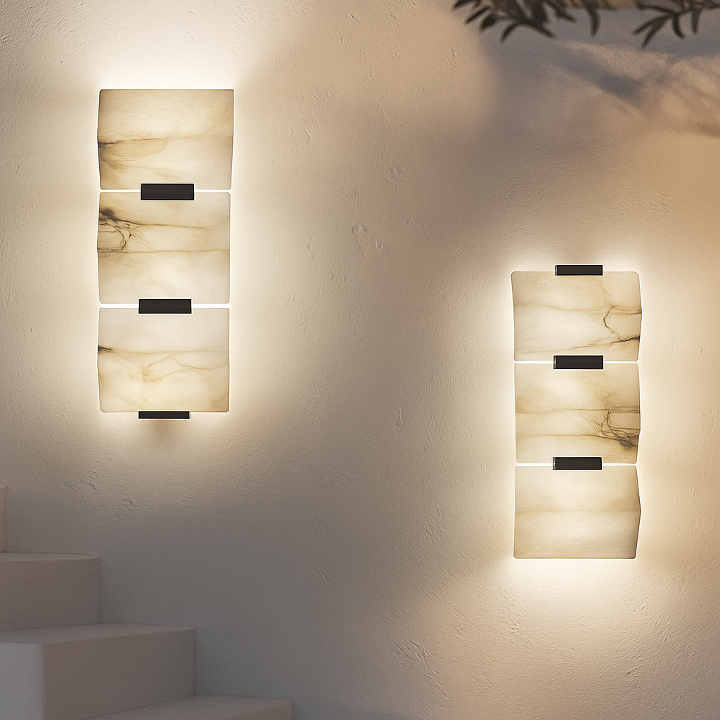 applique murale led en marbre naturel style artistique métal noir