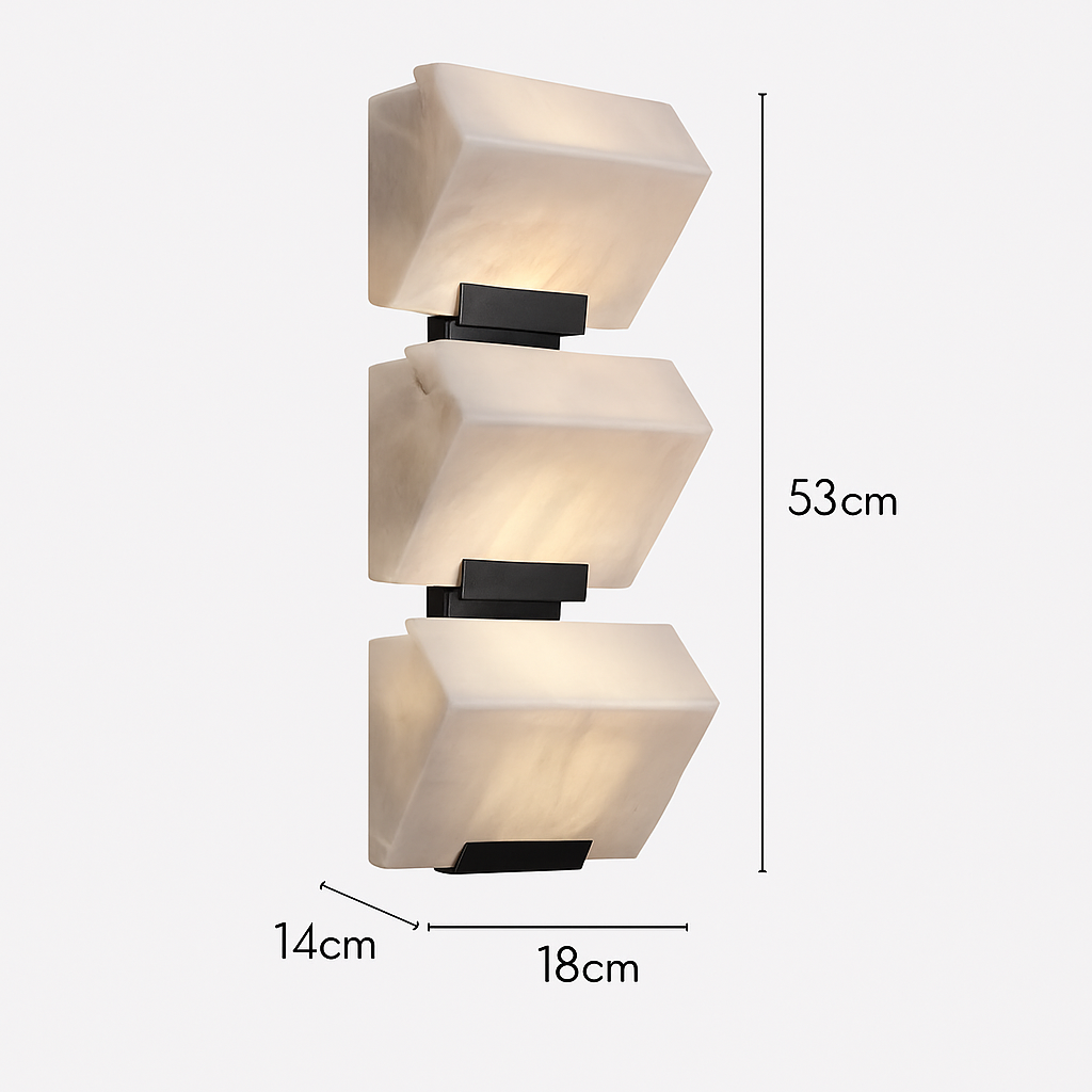 applique murale led en marbre naturel style artistique métal noir