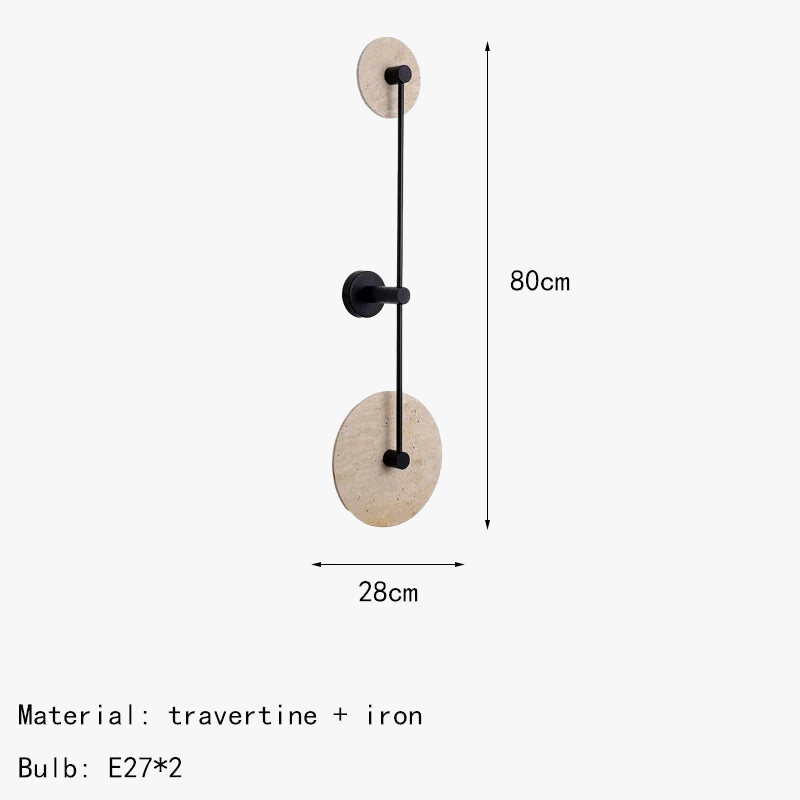 applique murale led en pierre naturelle et métal rond