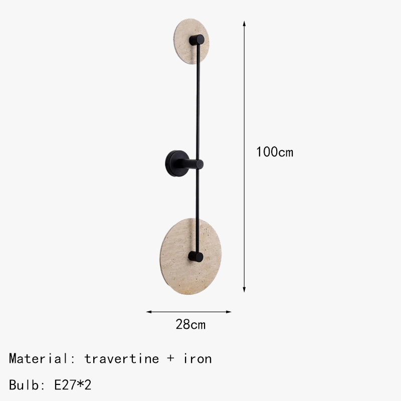 applique murale led en pierre naturelle et métal rond
