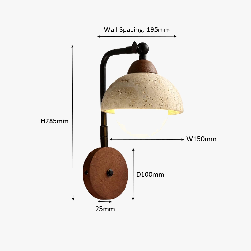Applique murale LED en travertin jaune chaud japonais