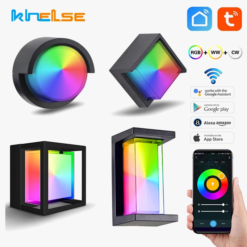 applique murale led extérieure wi-fi étanche double abat-jour aluminium acrylique