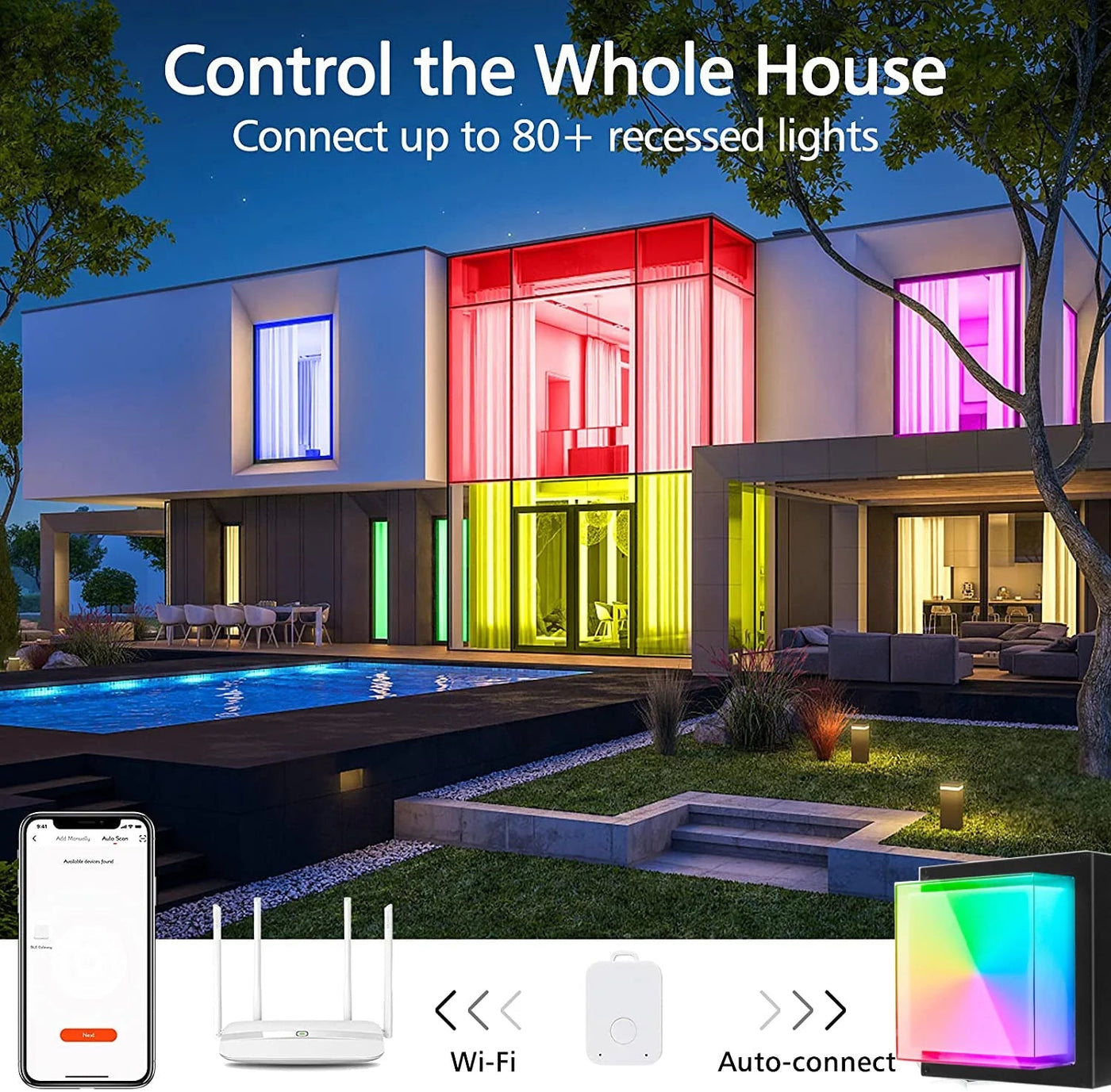 applique murale led extérieure wi-fi étanche double abat-jour aluminium acrylique
