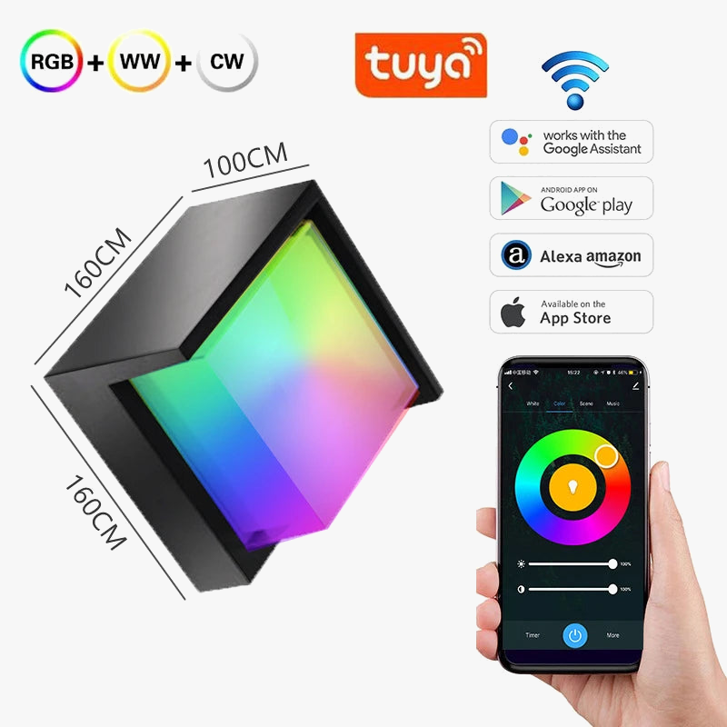 applique murale led extérieure wi-fi étanche double abat-jour aluminium acrylique