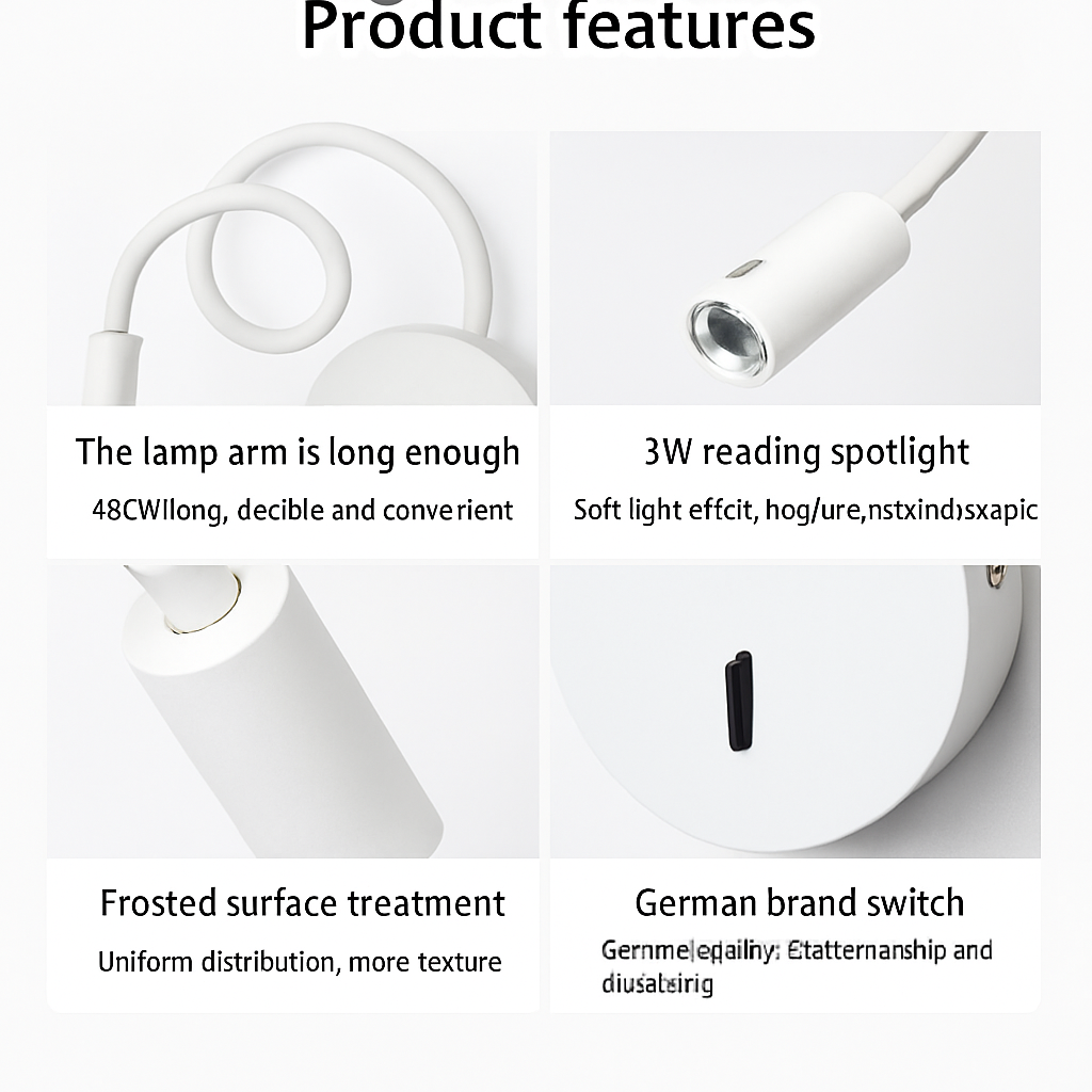 Applique murale led flexible avec interrupteur pour intérieur