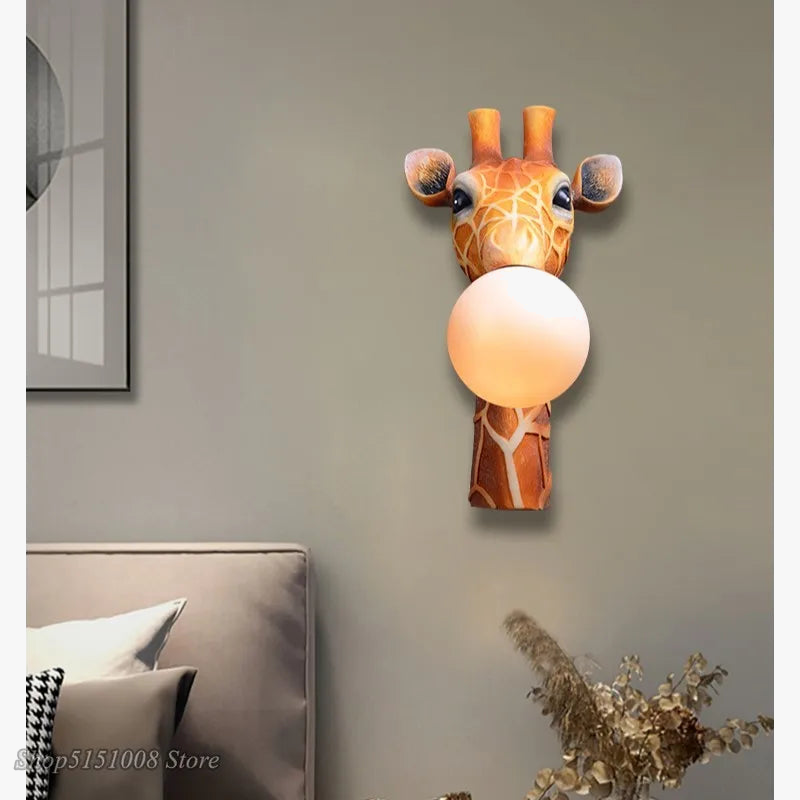 applique murale led girafe dessin animé pour enfant