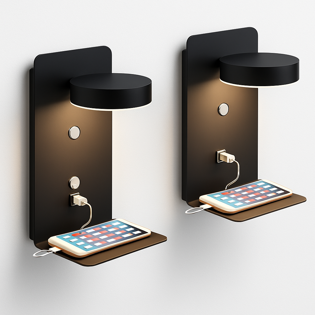 Applique murale LED lampe avec interrupteur et Port de chargement USB moderne 9W noir blanc allée chambre chevet Art éclairage décoration appliques murales