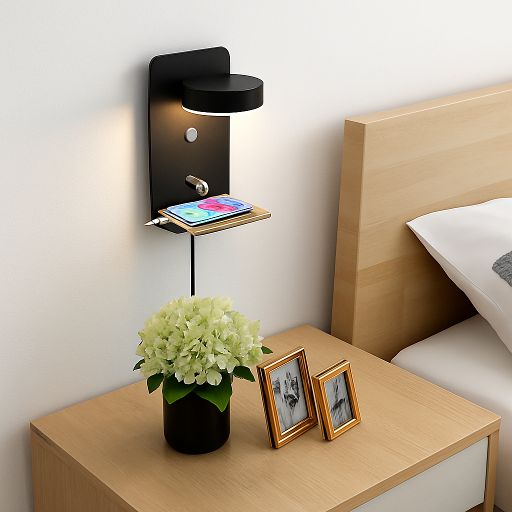 Applique murale LED lampe avec interrupteur et Port de chargement USB moderne 9W noir blanc allée chambre chevet Art éclairage décoration appliques murales