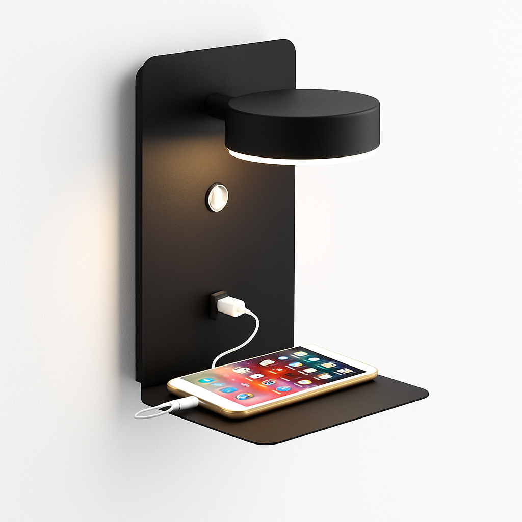 Applique murale LED lampe avec interrupteur et Port de chargement USB moderne 9W noir blanc allée chambre chevet Art éclairage décoration appliques murales