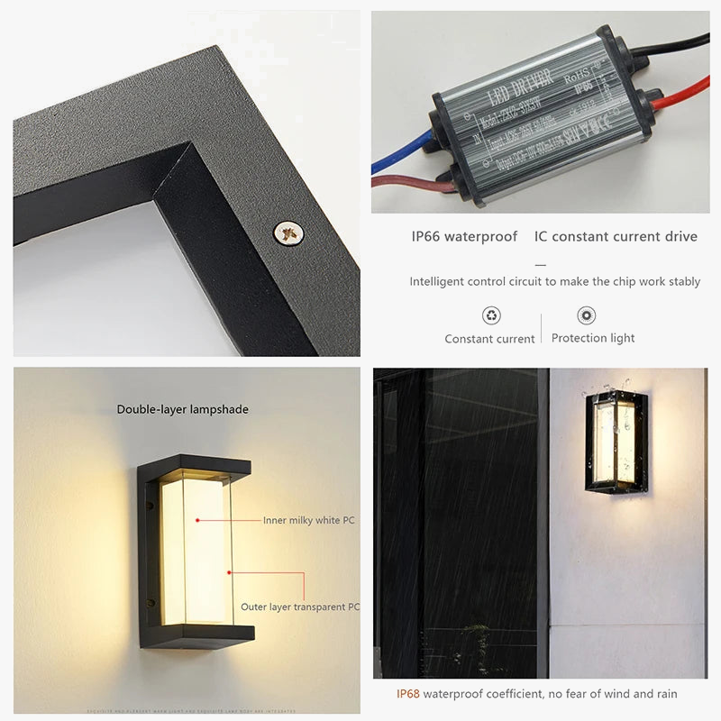 Applique murale LED lampe extérieure étanche en aluminium extérieur applique murale Rgb Tuya Smart Wifi réglable applique murale porche jardin Villa éclairage