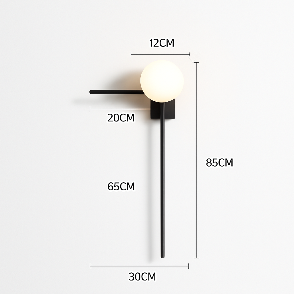 Applique murale led longue moderne en verre fer