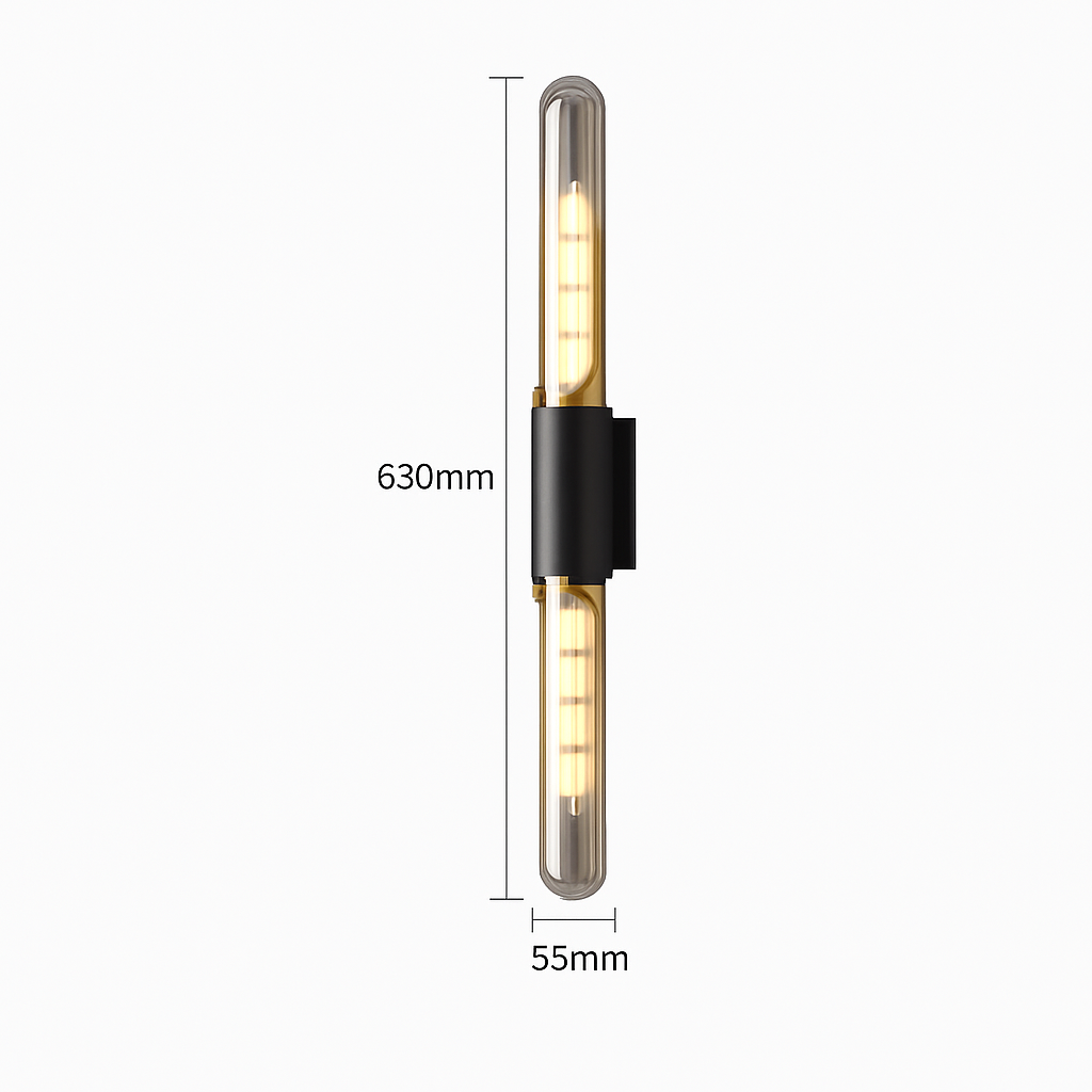 Applique murale led longue moderne en verre fer