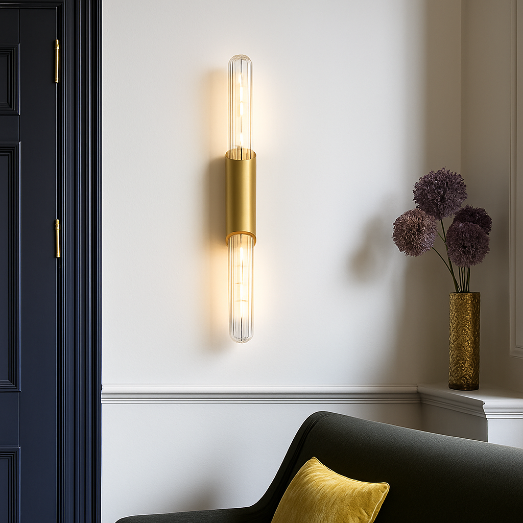 Applique murale led longue moderne en verre fer
